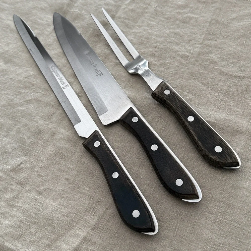 VTG | Emperor Stainless Steel Carving Set with Wood Handles